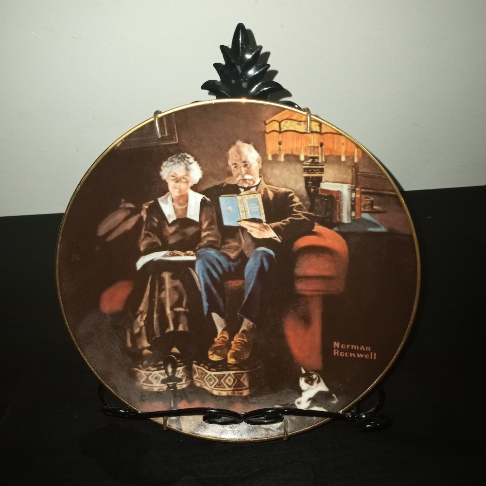 Vintage Hand painted Norman Rockwell plate 1984